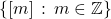 \{[m]\,:\, m\in\mathbb{Z}\}